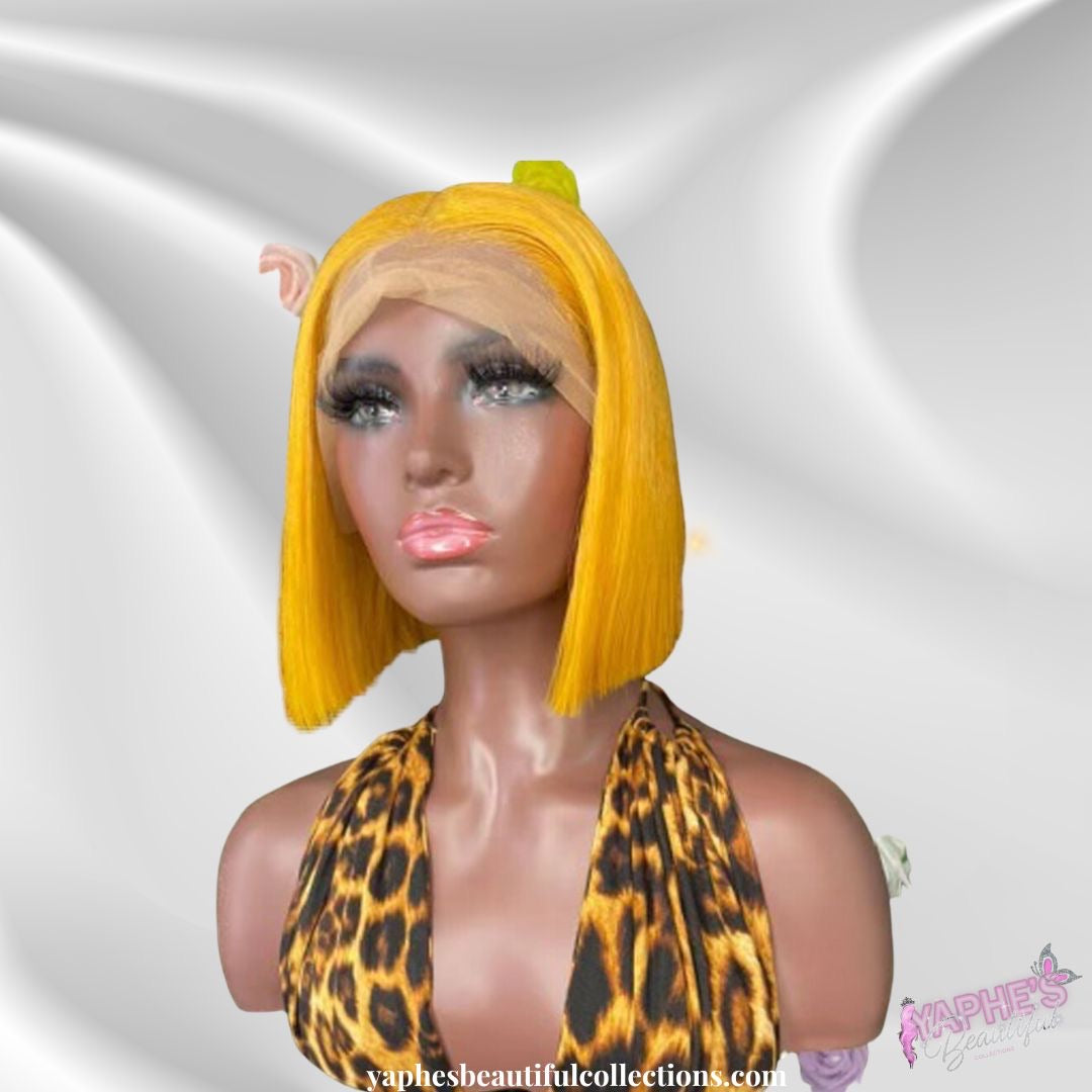 Brazilian Lace Frontal Wig (Bob Cut, Custom Yellow Gender Color)