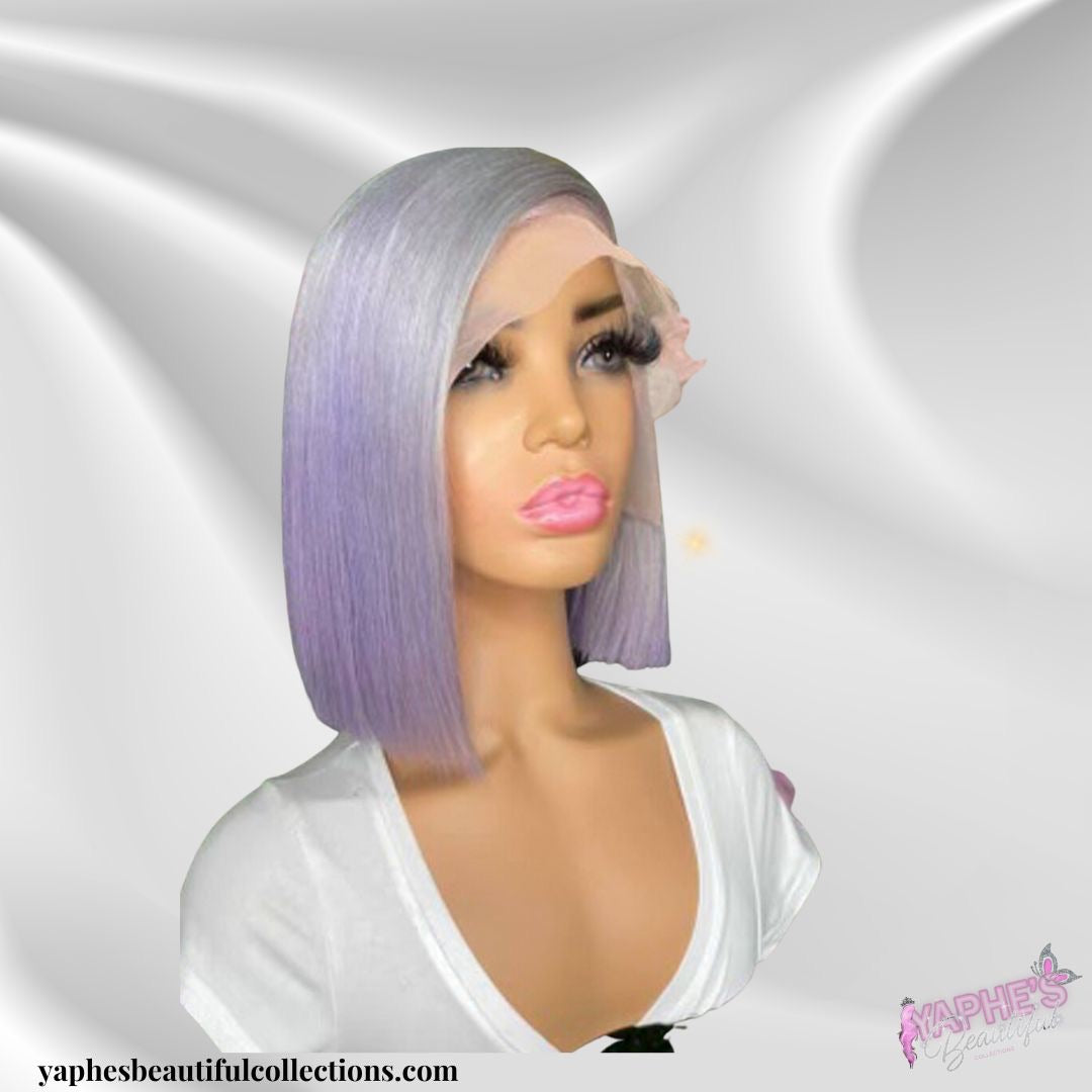 Brazilian Lace Frontal Wig (Straight Bob, Custom Purple & White)