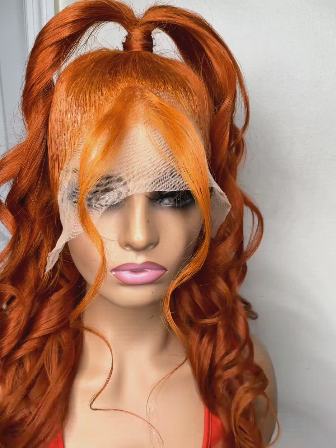 Custom Brazilian Lace Frontal Wig (Half-Up Half-Down, Custom Orange)