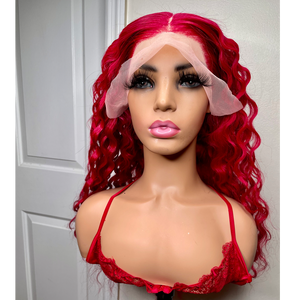 Custom Brazilian Lace Frontal Wig (Crimped Hair, Custom Red)