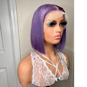 Brazilian Lace Frontal Wig (Straight Bob, Custom Purple)