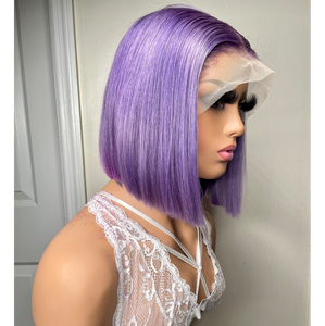 Brazilian Lace Frontal Wig (Straight Bob, Custom Purple)