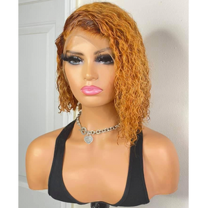 Brazilian Lace Frontal Wig (Deepcurly, Bob Cut, Ginger Color)